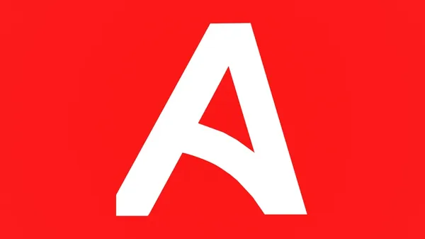 Logo Adobe stilizzato (lettera A) su sfondo rosso, immagine rappresentativa per licenze e software Adobe